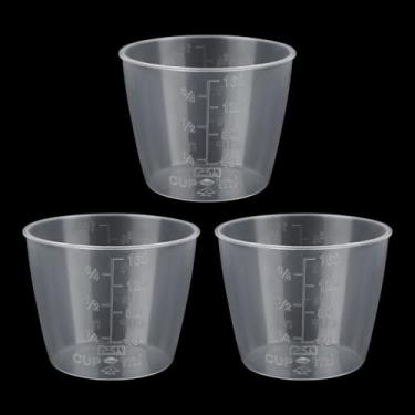 Imagem de 3 peças de copos medidores de arroz, copo transparente de panela de arroz de 160 ml, substituição para medir ingredientes secos e líquidos de cozinha, copo pequeno de plástico, acessórios de cozinha
