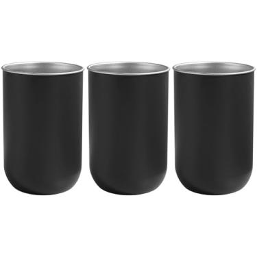 Imagem de LUMINFLY Copos de aço inoxidável preto fosco 350 ml para enxaguante bucal, pacote com 3, cilíndricos, copos de banheiro fáceis de limpar