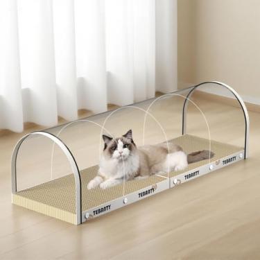 Imagem de TEBANTY 3 funções em 1 quadro arranhador para gatos de papelão, casa arranhadora de gatos de 80 cm, arranhadores para gatos internos, almofada de arranhões para gatos arqueados como cama de gato