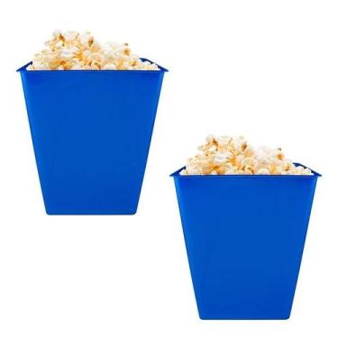 Imagem de Kit 2 Pipoqueira Retrô Azul 2,6L Plástico Premium - Bb Store