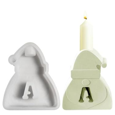 Imagem de Molde de silicone de Papai Noel | Molde de vela de resina de Papai Noel | Suporte de vela de liberação fácil, enfeites de Natal reutilizáveis para o Natal