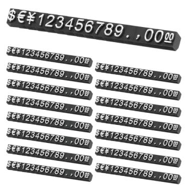 Imagem de PATIKIL Conjunto de 15 cubos de exibição de preços, suporte de etiqueta de preço ajustável, número removível, kit de bloco de dólar para sinalização de exibição de lojas de varejo de joias (preto