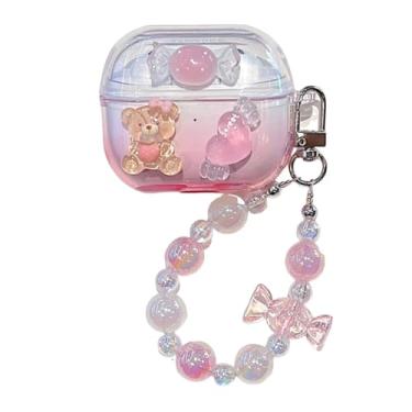 Imagem de GUAYQAT Capa de fone de ouvido para Samsung Galaxy Buds3 FE/Buds 3 Pro/Buds 3, linda estampa de flores de borboleta 3D, gradiente, transparente, capa protetora de TPU com pingente para meninas