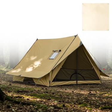 Imagem de Soulchen Barraca quente de acampamento com conector de fogão, barraca portátil à prova d'água e à prova de vento para 2 a 3 pessoas, família, caminhadas, pesca, caça, ao ar livre, inverno, clima frio