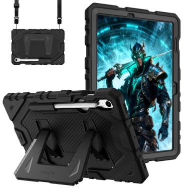 Imagem de Fintie Capa adequada para crianças para Samsung Galaxy Tab S10 Lite / S10 FE/ S9 FE 10,9 polegadas/Tab S9 11 polegadas, capa protetora resistente à prova de choque com suporte e alça de ombro, preta