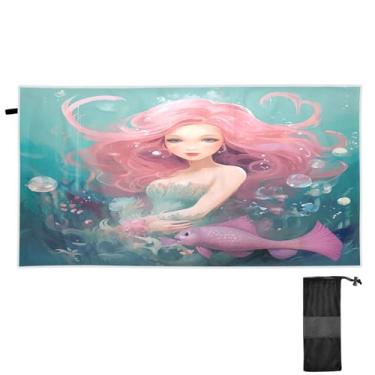 Imagem de ATTX Toalha de praia havaiana sereia 76 x 152 cm - Cobertor leve de microfibra resistente à areia de secagem rápida para piscina, ioga, academia e viagens | Esportes de banho de natação multiuso #116