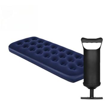 Imagem de Colchão Inflável Solteiro 150kg para Camping e Casa + Bomba de Ar Manual 30cm
