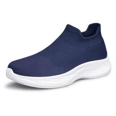 Imagem de BNR Sapatos Masculinos Confortáveis Tênis Sem Cadarço Leve e Confortável Respirável, Azul Escuro 48