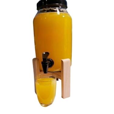 Imagem de Suqueira de 3 Litros com Suporte de Madeira, Estilosa e Prática, Ideal para Sucos Naturais e Bebidas Refrescantes(Preta)