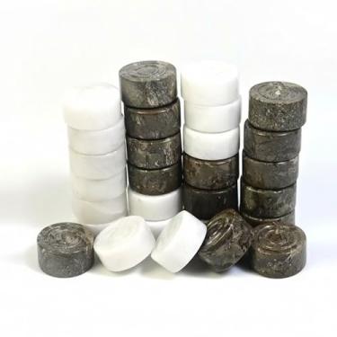 Imagem de Marble Chess Checker Pieces Set with Free Storage Box, Collection (White Grey)