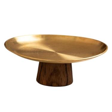Imagem de Ｂｅｓｇａ Placas Vintage Bolo Stand Placas Placas de Pedestal de Madeira Alta Bandeja de Placa de Fruta para Festas Decoração de Aniversário de Casamento, L Size Gold
