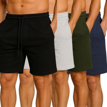 Imagem de Kit 4 Bermuda Short Moletom Masculino Academia Treino Casual - Ripoll,