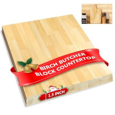 Imagem de Tábua de corte de bancada de madeira maciça, bancada de bétula, para mesa de madeira faça você mesmo, lavadora, secadora, bancada, bloco de açougueiro, bancada de trabalho para mesa de escritório,