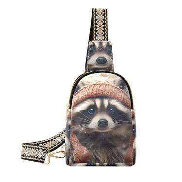 Imagem de CEBUGI Bolsa tiracolo feminina Raccoon pequena de couro, pochete transversal para trilhas, viagens ao ar livre