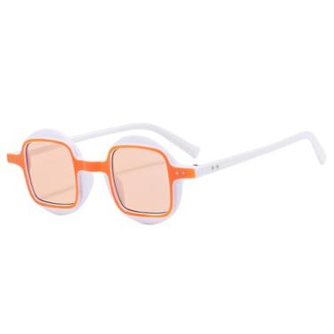 Imagem de Óculos de Sol Redondos Bicolores Estilo Punk Masculino com Lentes Transparentes Degradê e Rebites para Mulheres, Proteção UV400, Ideais para Esportes ao Ar Livre, Corrida e Ciclismo, Cor Laranja Champ