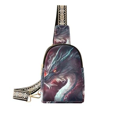 Imagem de CEBUGI Bolsa tiracolo feminina Dragon pequena de couro, pochete transversal para trilhas, viagens ao ar livre