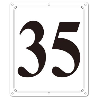 Imagem de i-CowFun Placa numerada de metal premium ao ar livre, refletiva 30,5 cm x 25,4 cm grandes placas numéricas de alumínio 35 para estacionamento, quadra de tênis, campo, armazém, corredor, edifício, doca