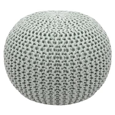 Imagem de COTTON CRAFT Round Pouf Ottoman - Knitted Cotton Braid Cord Cable Dori Floor Pouf Foot Stool Accent Furniture Chair Seat Bean Bag - Living Room Bedroom Kids Room Nursery Dorm -20 x 14- Silver Platinum
