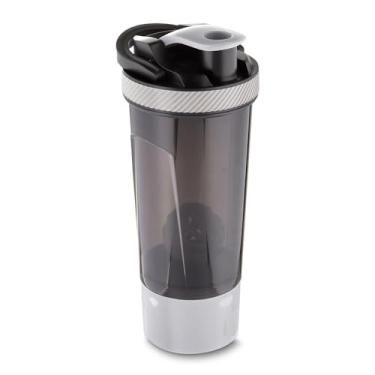 Imagem de Coqueteleira para Academia, Garrafa Plástica PP, 720ml, Preta com Misturador e Peneira, 24,4 x 10,2cm, para Shakes e Smoothies