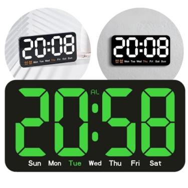 Imagem de Relógio de Parede Digital LED, Display Hora e Dia da Semana, Ideal para Academia, Galpão, Recepção e Uso Comercial (Led Verde)