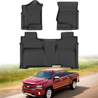 Imagem de Tapetes de carro para todos os climas para Chevy Silverado/GMC Sierra 1500 Crew Cab, Silverado/Sierra 2500 HD/3500 HD 2015-2019, Silverado/Sierra 2500 HD/3500 HD, conjunto completo de forros de