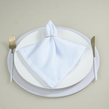 Imagem de Kit 8 Guardanapo de Boca Classico em Tecido Oxford Maquinetado 43x43cm com Bainha Branco