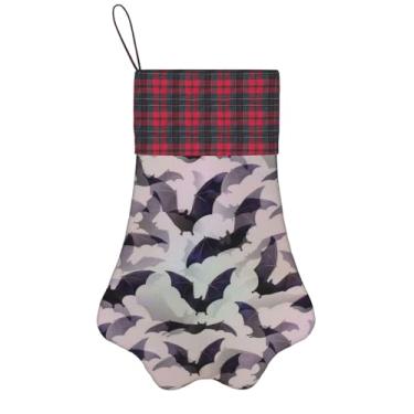 Imagem de SKKNT Meias de Natal com estampa cinza morcegos para animais de estimação, decoração de Natal, cães, gatos, árvore, presente conveniente