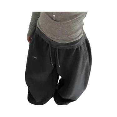 Imagem de Calças Jogger Oversize De Cintura Alta Com Cordão Para Mulheres, Estil