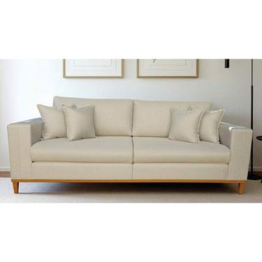 Imagem de Sofá Turin Luxo Fixo Living Almofadas Decorativas Base de Madeira Vários Tecidos 2,40M