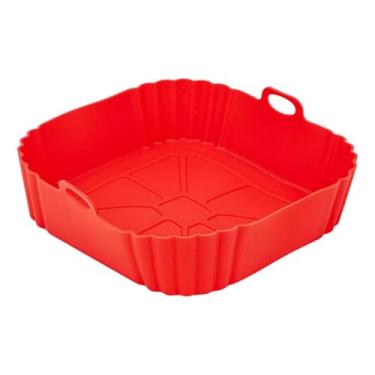 Imagem de Formas De Silicone Air Fryer Quadrada Cesto Grande Fritadeira Elétrica Antiaderente(2,Vermelho)
