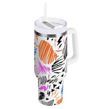 Imagem de ODAWA Copo de viagem isolado de 850 g com tampa e canudo, copo à prova de vazamento com isolamento duplo