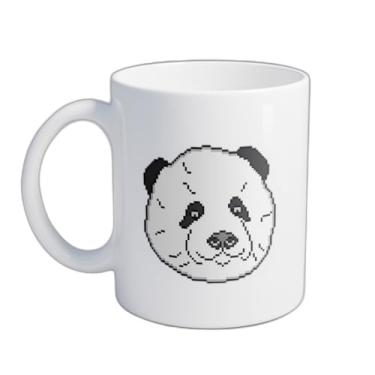 Imagem de Caneca Xícara de Café Porcelana 300ml Com Desenho Cabeça de Panda Pixel Art
