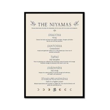 Imagem de Impressão em tela de ioga Membros de Yoga Poses de Yoga Impressão Sol e Lua Saudação Fitness Zen Chakra Afirmações Espiritual Wall Art Decor (SKU8,30.5x40.6 cm = (30x40cm), moldura de metal preto)