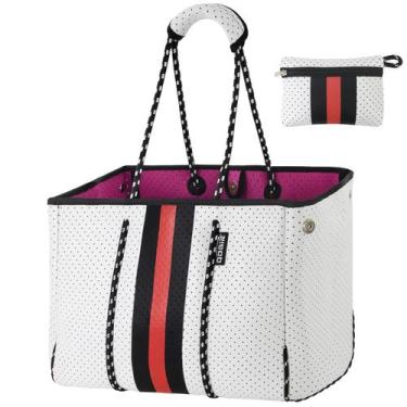 Imagem de Bolsa de Playa Tote QOGiR Neopreno Blanca Extra Grande con Bolsillo In