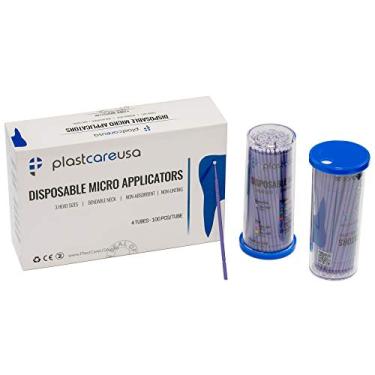 Imagem de PlastCare USA 400 Pincéis Microaplicadores Regulares-Microescovas Dentais Descartáveis com Ponta Dobrável-Microswabs para Extensões de Cílios-Bastões Aplicadores de Microescovas com Ponta de Algodão(R