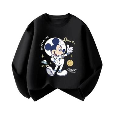 Imagem de Camiseta Infantil Preta De Manga Longa Com Estampa Do Mickey Casual Es