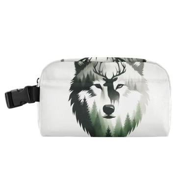 Imagem de TSENQUE Lancheira personalizada com arte em aquarela de veado lobo para meninos mulheres meninas lancheira térmica portátil, pequena, engraçada, fofa, infantil, lancheira para trabalho