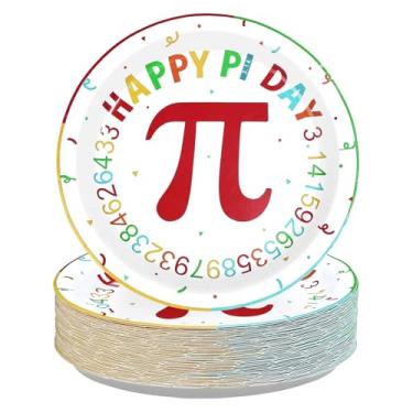 Imagem de 50 peças, decorações Happy Pi Day, 23 cm, resistente, 3,14, tema de matemática, prato de papel descartável, matemática, placas para matemática, feriado, 14 de março, dia internacional da matemática
