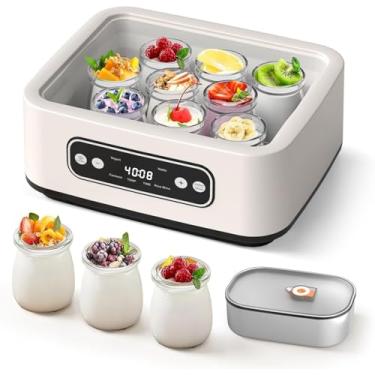 Imagem de Iogurteira Elétrica com Capacidade de 1,6 Litros e 9 Cpos Portáteis, Máquina de Iogurte 4 em 1 com Função PTC e Temporizador
