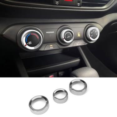 Imagem de JUIVEEL 3 peças alumínio ar condicionado botão botão capa A/C controle central botão botão proteção compatível com Kia Forte 2019-2024 K3 acessórios (prata)