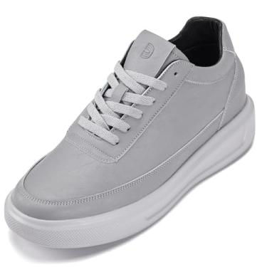 Imagem de CALTO Tênis masculino invisível que aumenta a altura – Ultraleve Cadarço Tricotado Sporty Walker – 7 cm Mais Alto, Cinza estanho, 36 BR