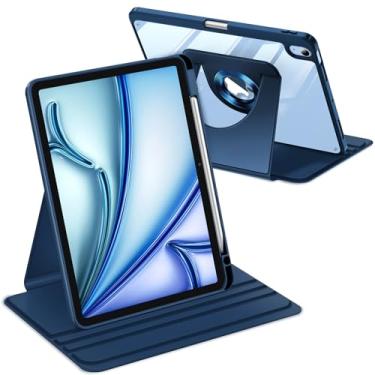Imagem de Fintie Capa giratória de 360 graus para iPad Air de 11 polegadas M3 (2025)/M2 (2024), iPad Air 5ª (2022)/4ª geração de 10,9 polegadas - Suporte protetor giratório transparente com suporte para lápis