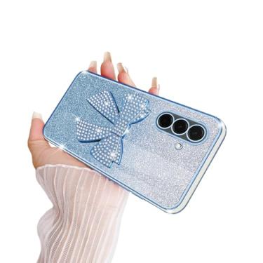 Imagem de TSAYGFK Capa para Samsung A36 5G, Galaxy A56 5G, capa para meninas e mulheres, cristal, luxuosa, linda, com glitter, laço fino e macio, TPU com cordão à prova de choque para A36 5G/A56 5G, azul