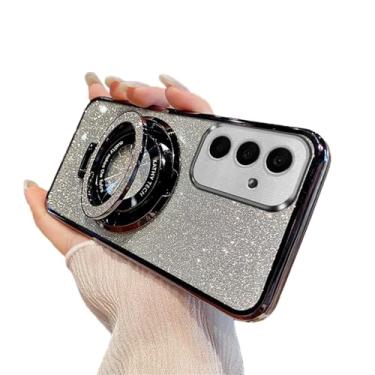 Imagem de LEMAXELERS Capa com glitter para Samsung Galaxy S26, linda capa brilhante feminina com suporte de anel protetor de câmera TPU macio à prova de choque para Samsung Galaxy S26, preto DS