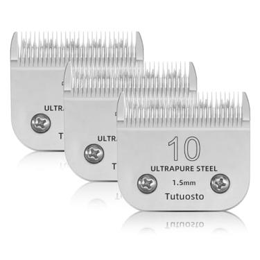 Imagem de Tutuosto 10# Lâminas de tosquiadeira para animais de estimação, lâminas de reposição, lâmina removível compatível com cortadores de cachorro andis/wahl/Oster, 3 peças