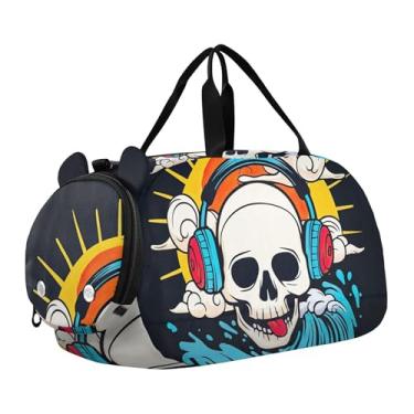 Imagem de Bolsa esportiva para meninos, bolsas noturnas, linha de coração, rosa, dia dos namorados, branca, bolsa de viagem para meninas, compartimento para sapatos, Fuuny Golgo Rainbow Sun Black, Clássico