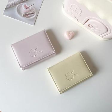 Imagem de Carteiras femininas de urso de desenho animado, fofas, triplas, multifuncionais, porta-cartões, porta-moedas, organizador de clipe de cartão, rosa