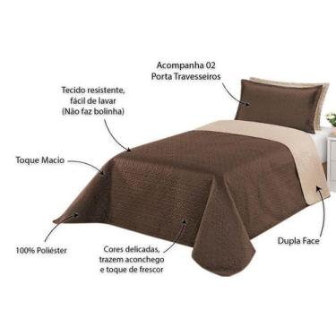 Imagem de Cobre Leito Solteiro Dupla Face Clara 2 peças - MR, Kaqui/Tabaco