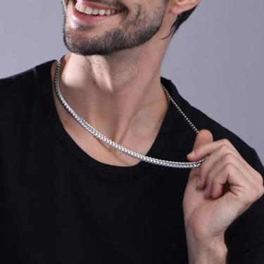 Imagem de Colar para mulheres e homens, de aço inoxidável, delicada, corrente de cobra em camadas finas, banhado a ouro/preto/prata, hip hop, joia moderna masculina, 20 inch (51cm)Long Pendant Length, Aço