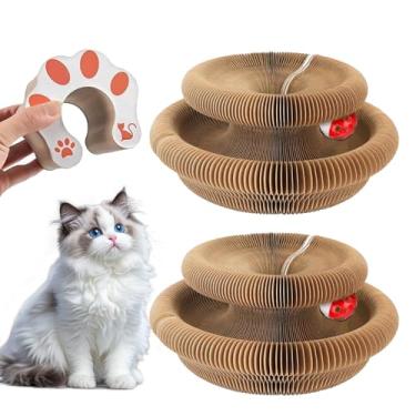 Imagem de Pacote com 2 brinquedos para arranhar gatos Kitty Kurls – Tábua de arranhar gatos de órgão mágico com bolas de sino para gatos internos, arranhador interativo para gatinhos